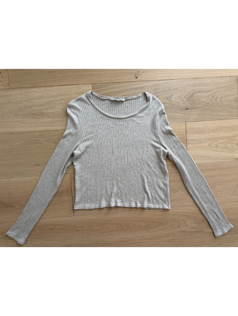 Reformation Jeans Ribbed Long Sleeve Top Beige Tencel Modal Size XL